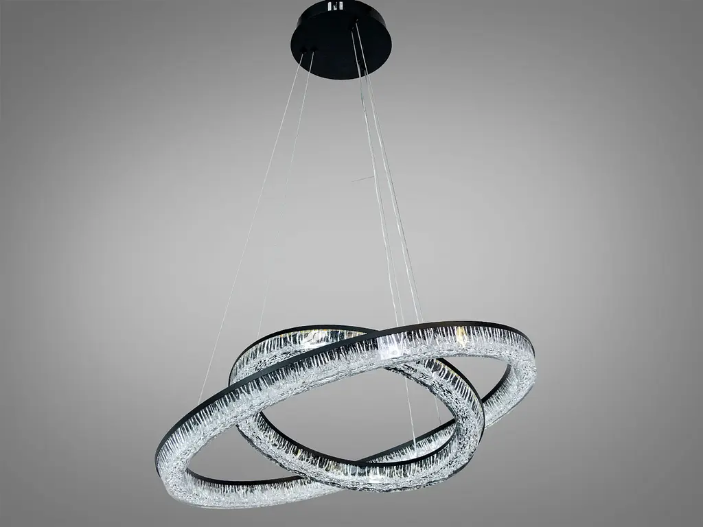 LED люстра підвісна Diasha D9711/600+400BK 2 кільця 78Вт чорна з ПДУ - фото 4