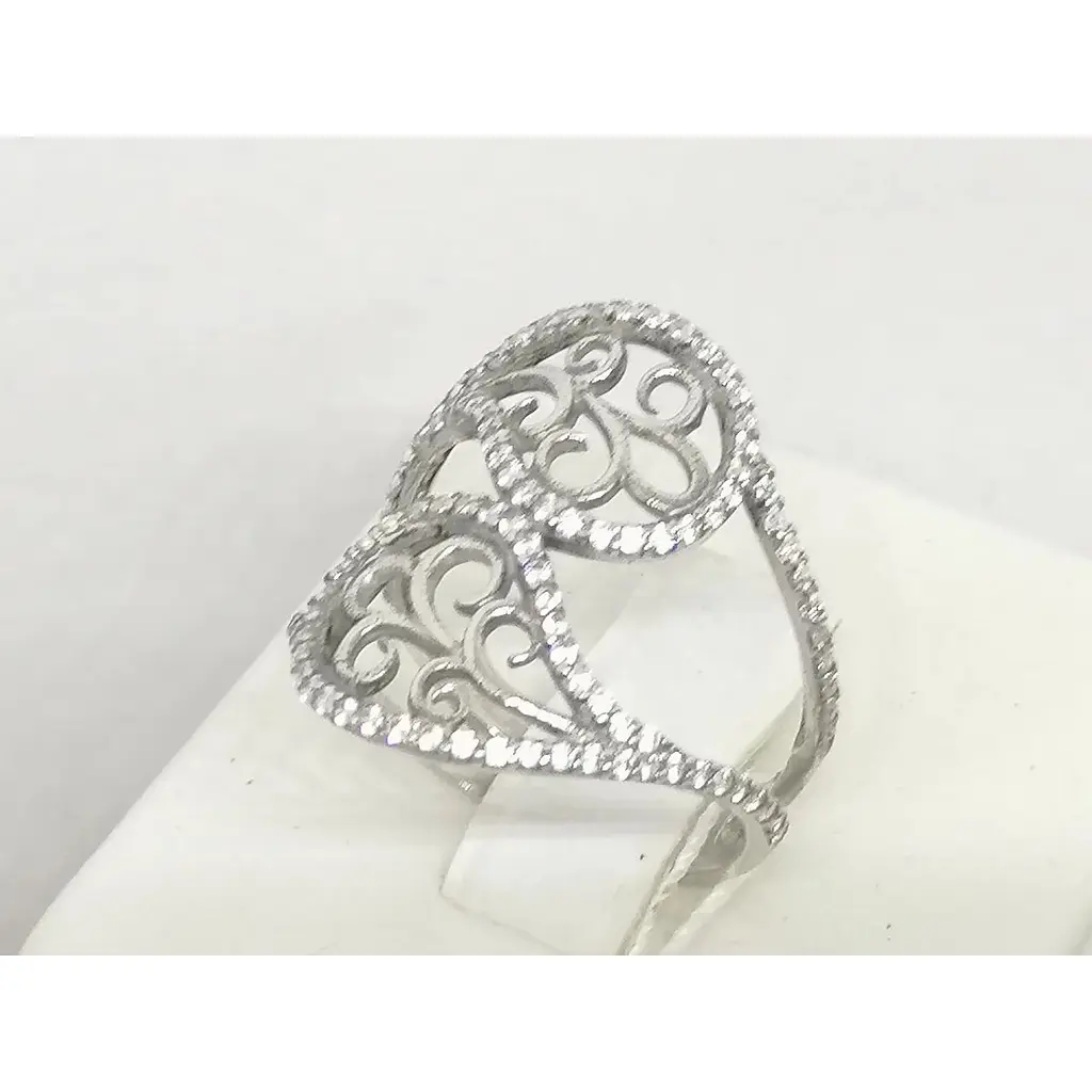 Срібне кільце Агні Обійми з фіанітами. 1136/1Р-CZ 17 - фото 3