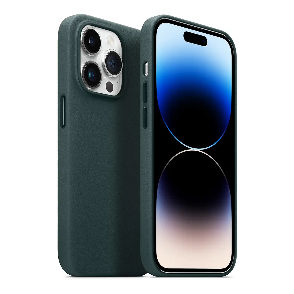 Кожаный чехол-панель для Apple iPhone 13 Pro, FAKE Leather Case, зеленый, искусственная кожа, премиальный, противоударный, защита всего корпуса, с мягкой подкладкой, поддержка MagSafe и беспроводной зарядки, ArmorStandart (ARM61372) - фото 3