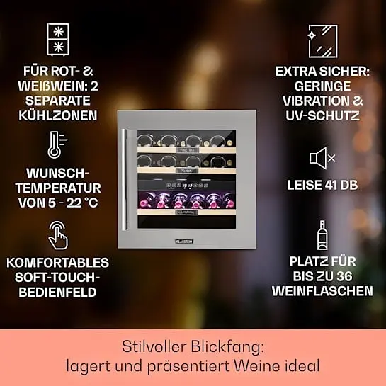 Холодильник винний вбудований KLARSTEIN Vinsider 36 2 зони (10033682) - фото 5