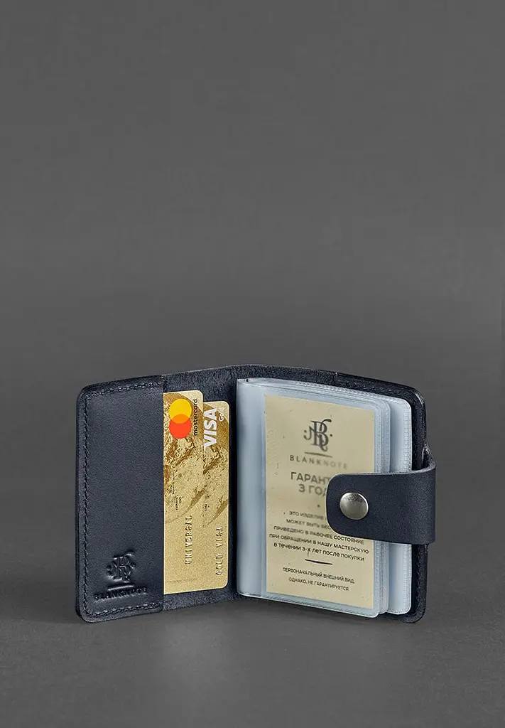 Кожаный кард-кейс 7.1 (Книжечка) темно-синий - фото 3