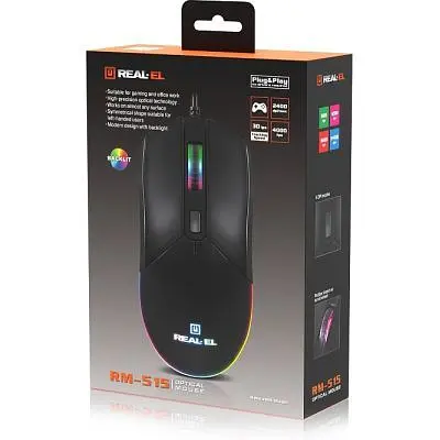 Комп'ютерна мишка Real-El RM-515 USB Black (EL123200059) - фото 9