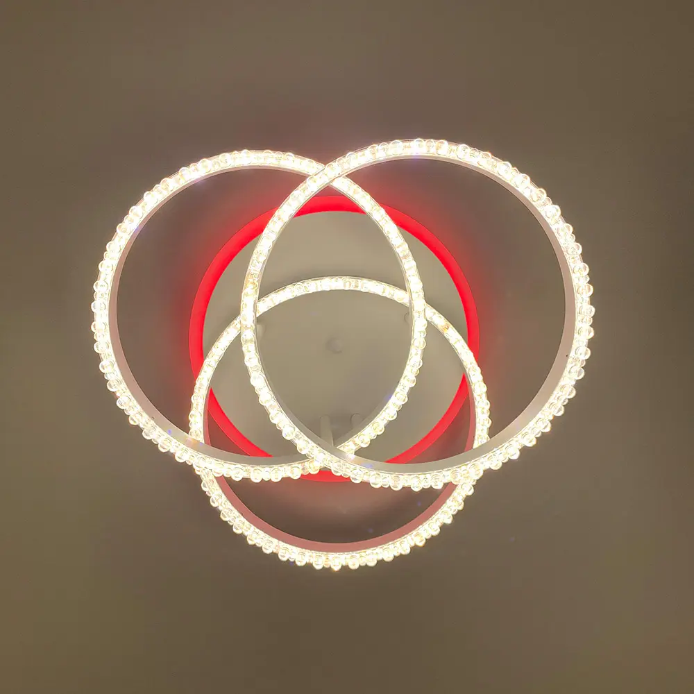 LED світильник білий на 3 кільця з хромованою смужкою d30 см Line.F A 55063/3С RGB WH+CR - фото 4