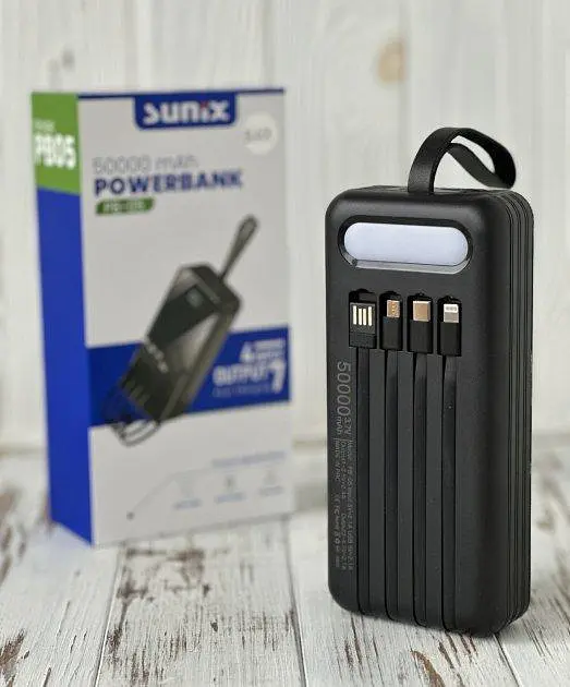 Внешний аккумулятор Sunix PB-05 50000 mAh с лампой защищенный черный - фото 3