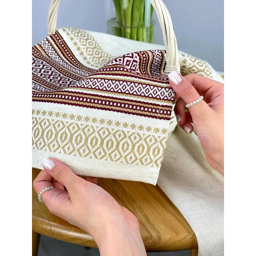 Пасхальное полотенце льняное для корзины Луч 45х30 см Коричневый - фото 4