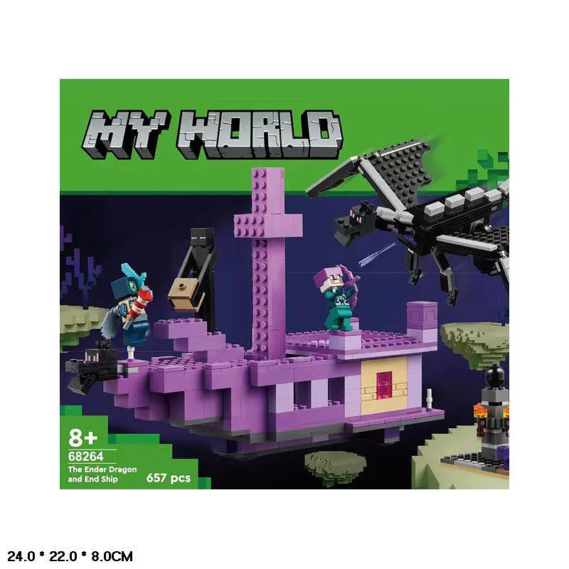 Конструктор My World з Ендер-драконом і летючим кораблем, 657 деталей (68264)