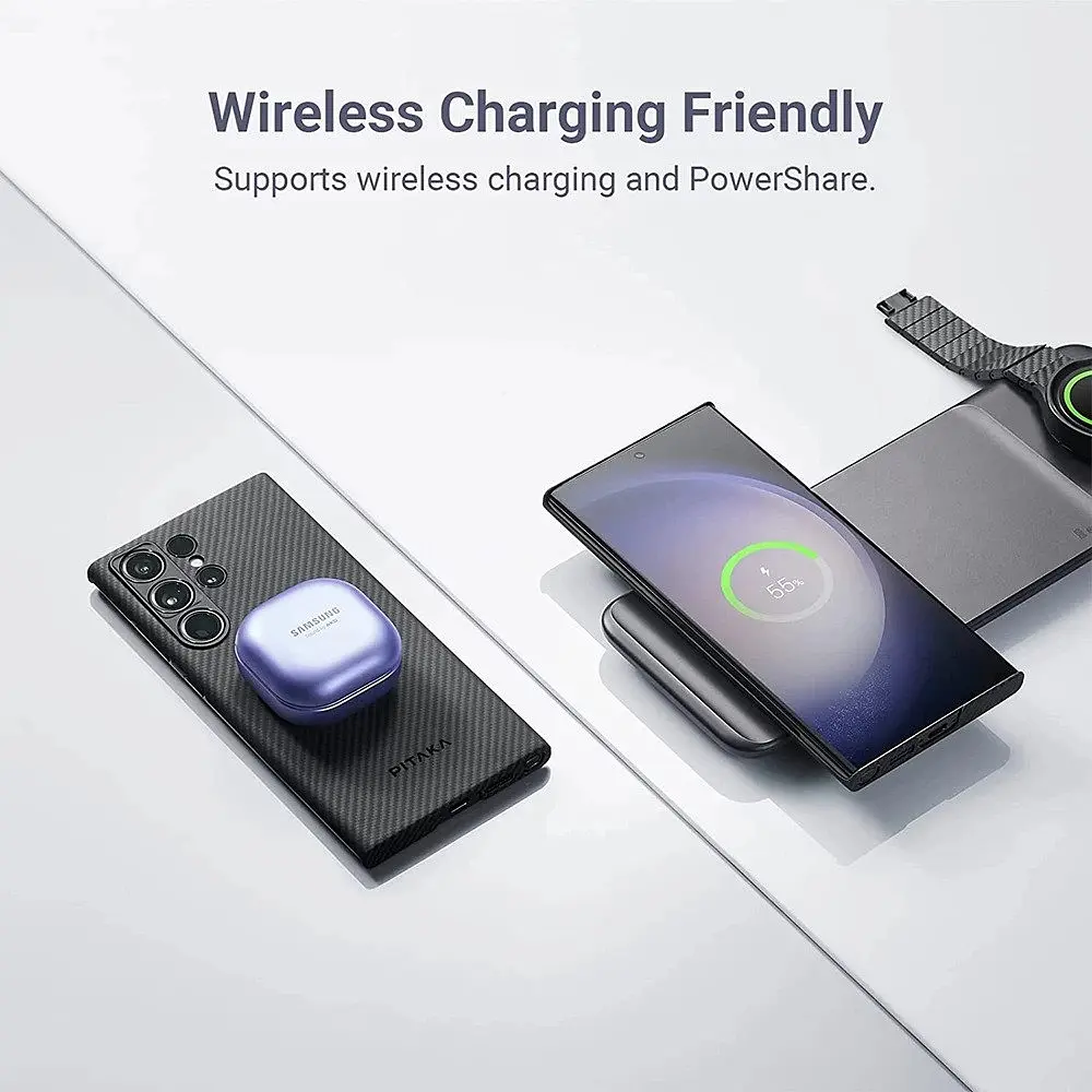 Оригінальний протиударний чохол для Samsung Galaxy S23 Ultra Pitaka MagEZ MagSafe Case 3 Twill Black/Grey KS2301U - фото 9