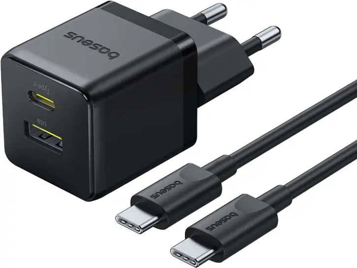 Мережевий зарядний пристрій Baseus Palm C+U 30W EU USB-C to USB-C cable black (P1011160A113-01) - фото 5