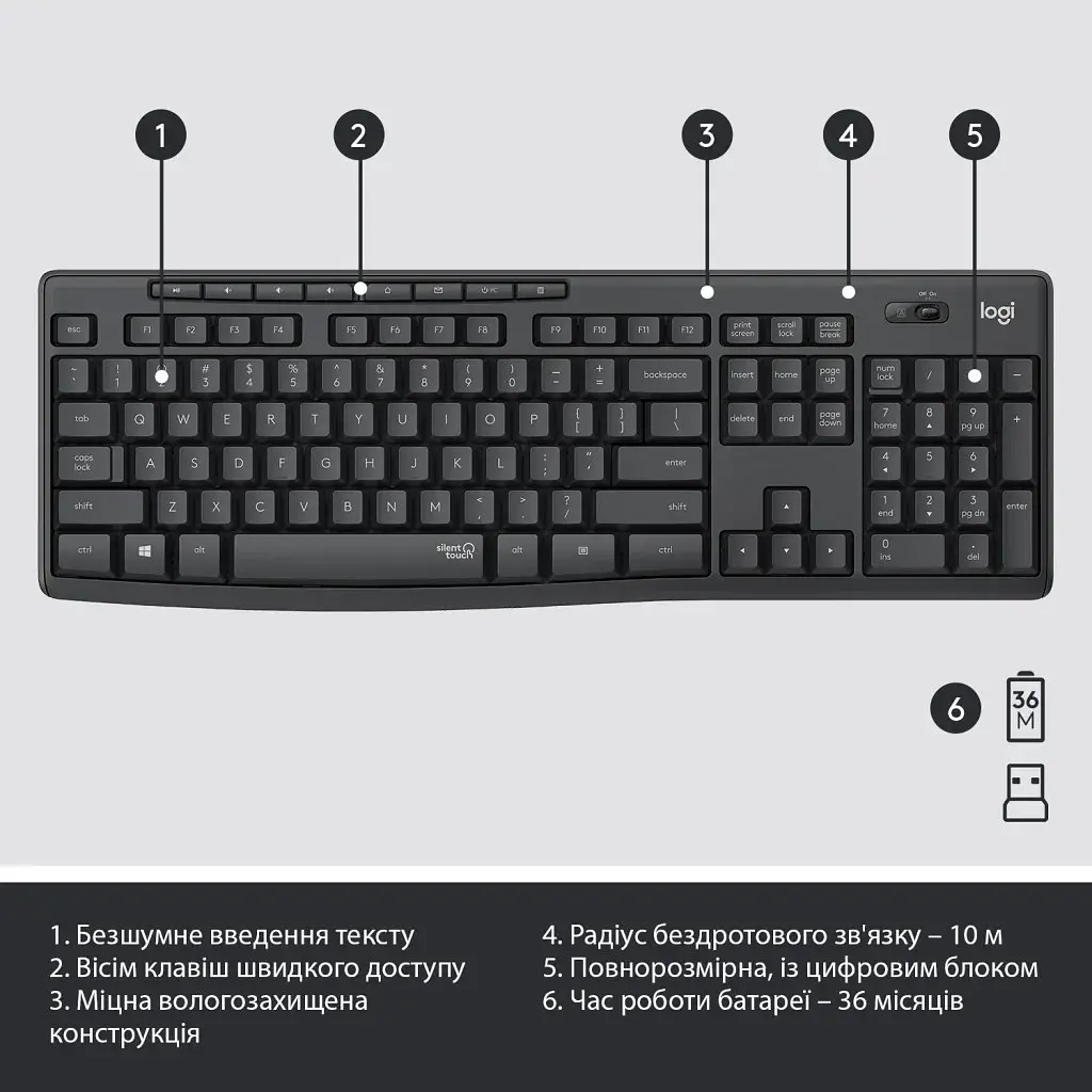 Комплект Logitech MK295 Silent UA Graphite (920-009800) - фото 6