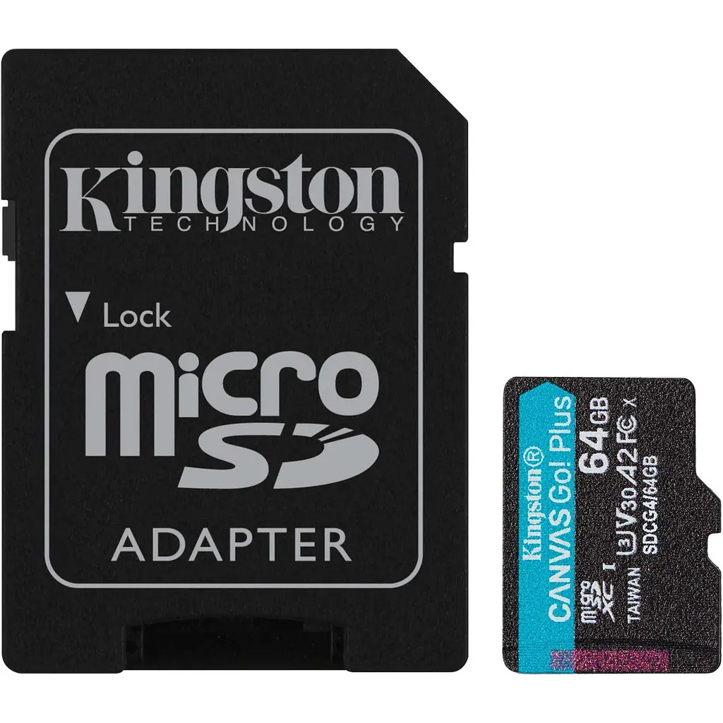 Карта пам'яті Kingston microSDXC Canvas Go! Plus 64GB Class 10 UHS-I U3 V30 A2 + SD адаптер (SDCG4/64GB) [138329] - фото 2