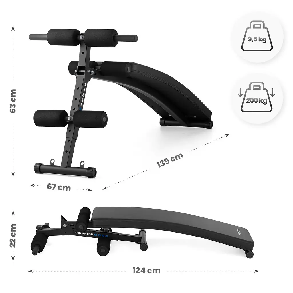 Похила лава для тренувань преса Gymtek XL200 з еспандерами для дому - фото 19