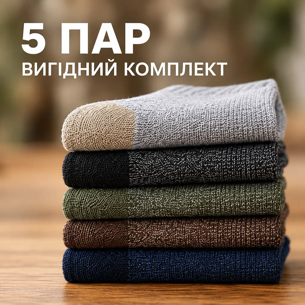 Універсальні чоловічі шкарпетки махрові розмір 39-46 Solve — термо-шкарпетки , 5 пар, KT9004101 - фото 9