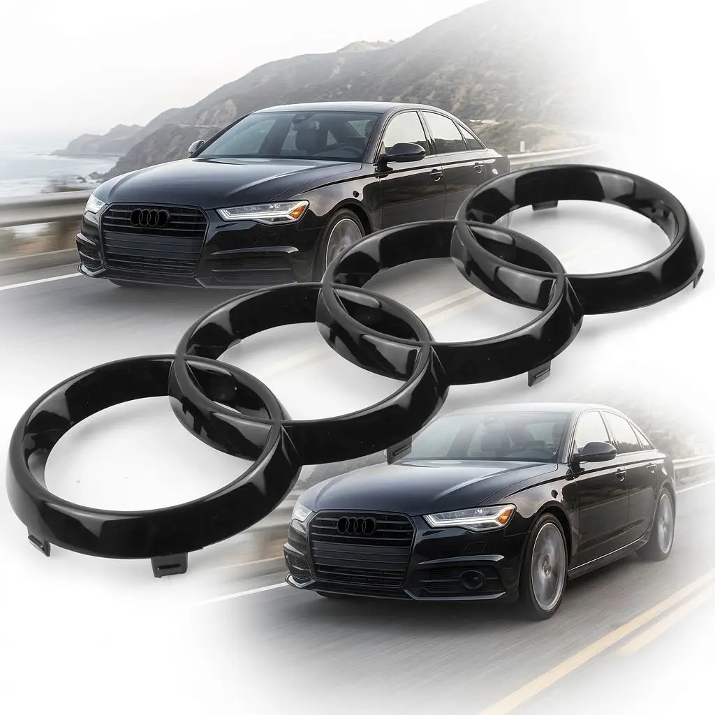Емблема передня Audi Чорна Глянець 285х99 мм (на вусиках) (Завод) - фото 4