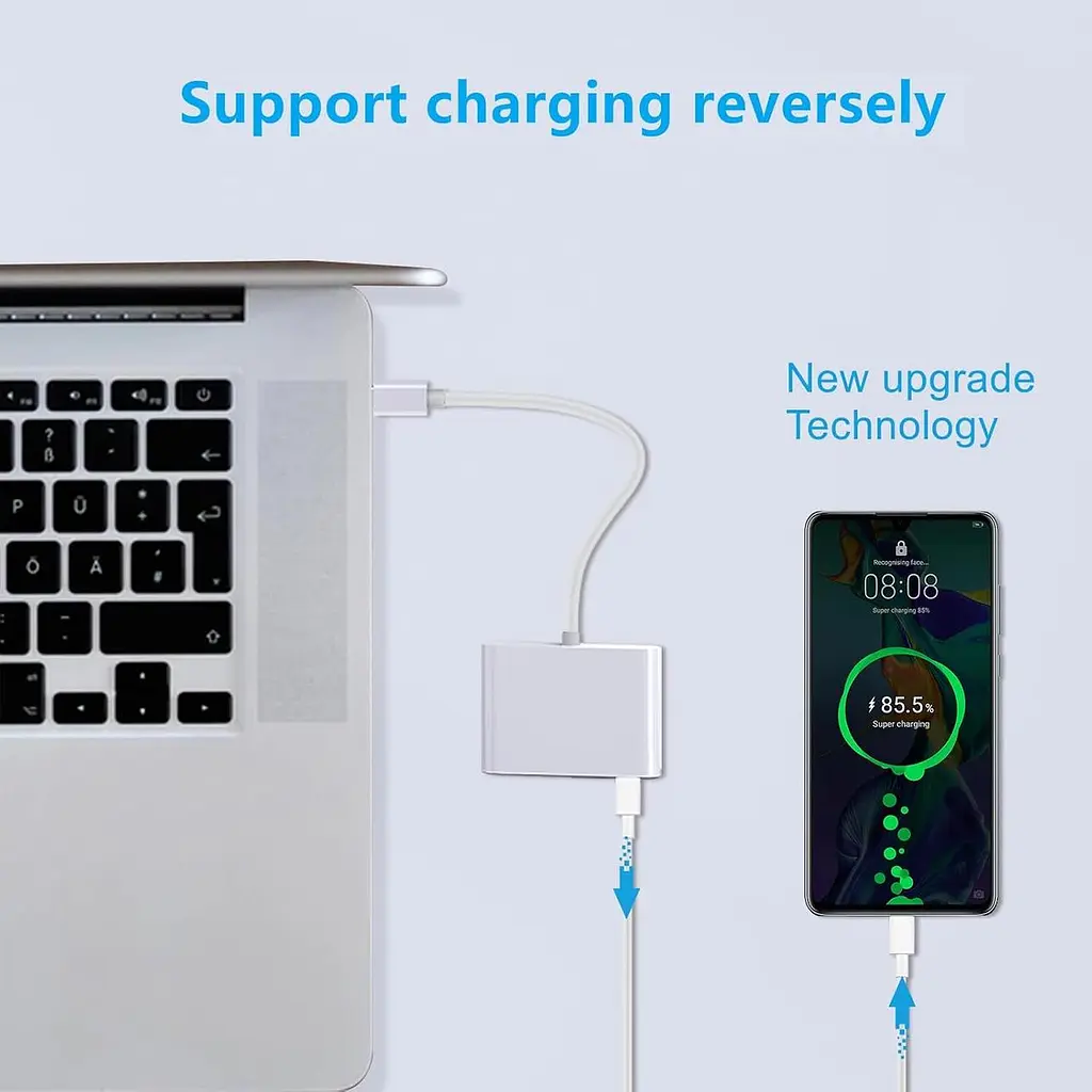 Адаптер USB-C 3в1 HDMI 4K для iPhone 15/16 з USB та зарядкою 100W - фото 4