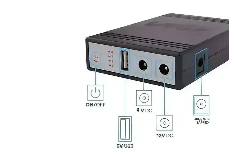 Павер банк - ИБП для роутера терминала WGP Mini UPS 8800 mAh черный - фото 3