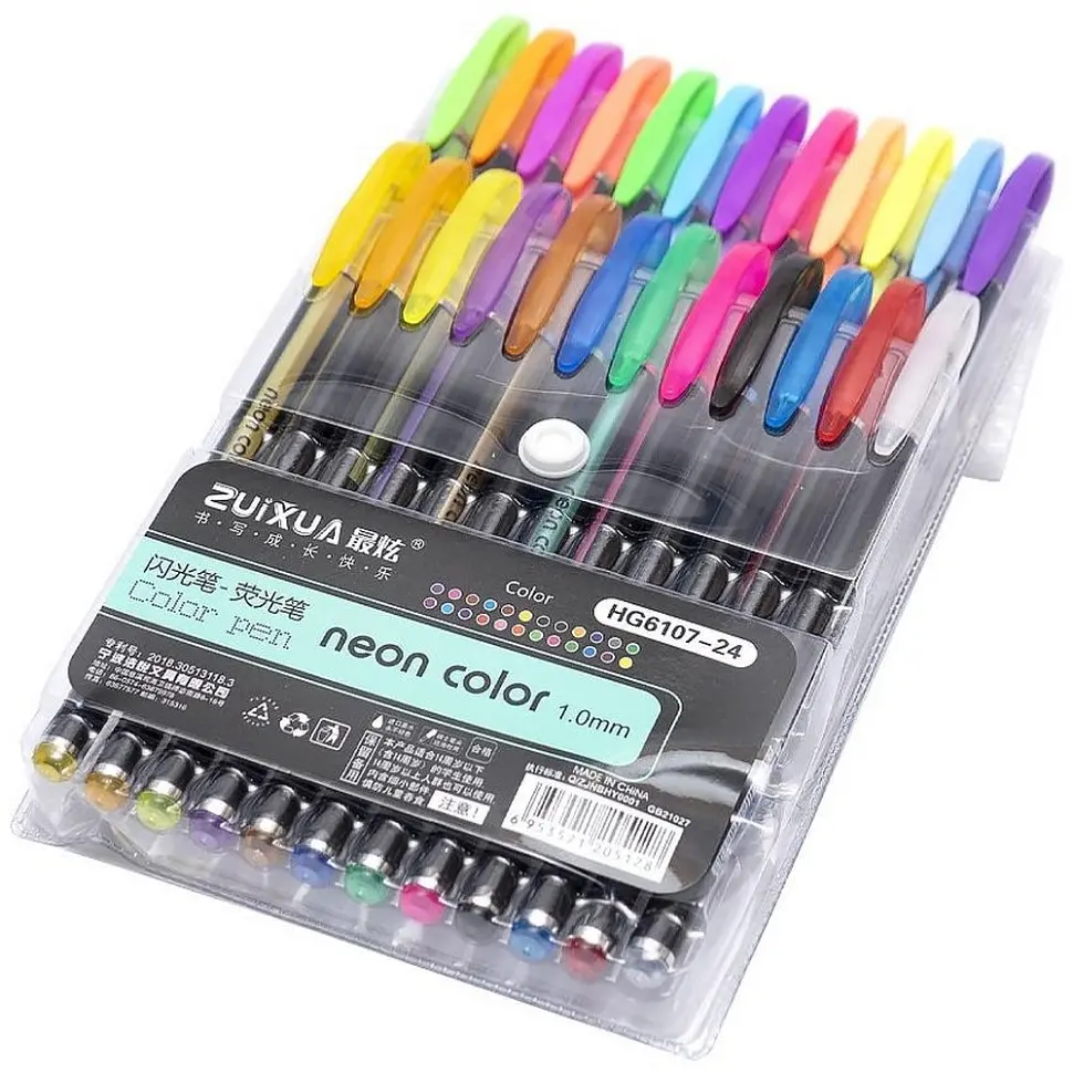 Набір гелевих ручок "Neon color" HG6107-24, 24 кольори - фото 2