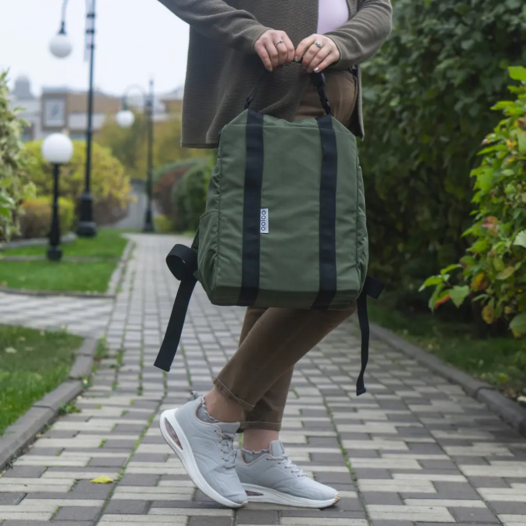 Рюкзак-антикрадій OOLOO Кенгуру mini 40x30x12 см, хакі 2497 - фото 7