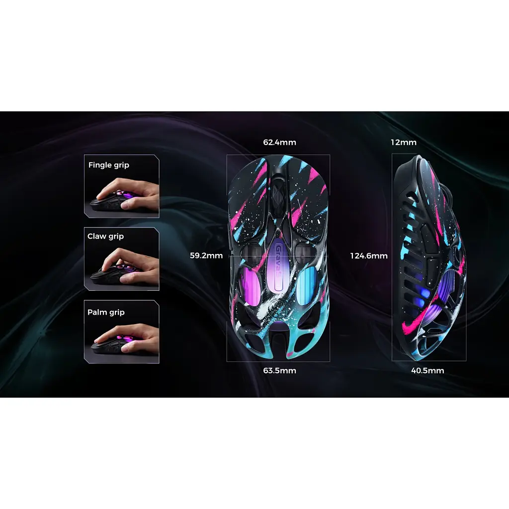 Мишка GravaStar Mercury X Pro 8K RGB Wireless/Bluetooth/USB Neon Graffiti (GS_X_PRO_CG_BLK) - фото 7