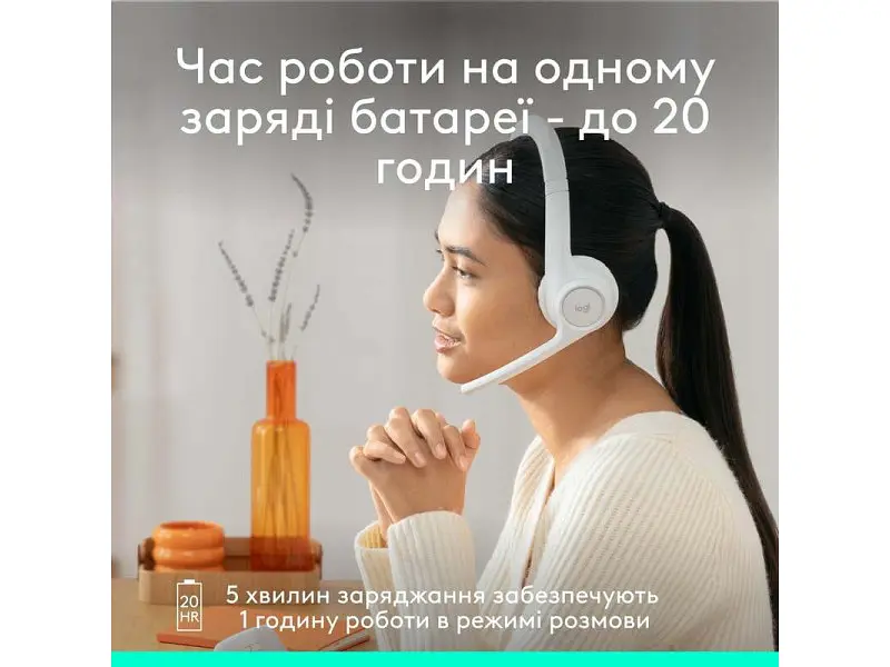 Навушники з мікрофоном Logitech ZONE 300 Off-white (981-001417) - фото 4
