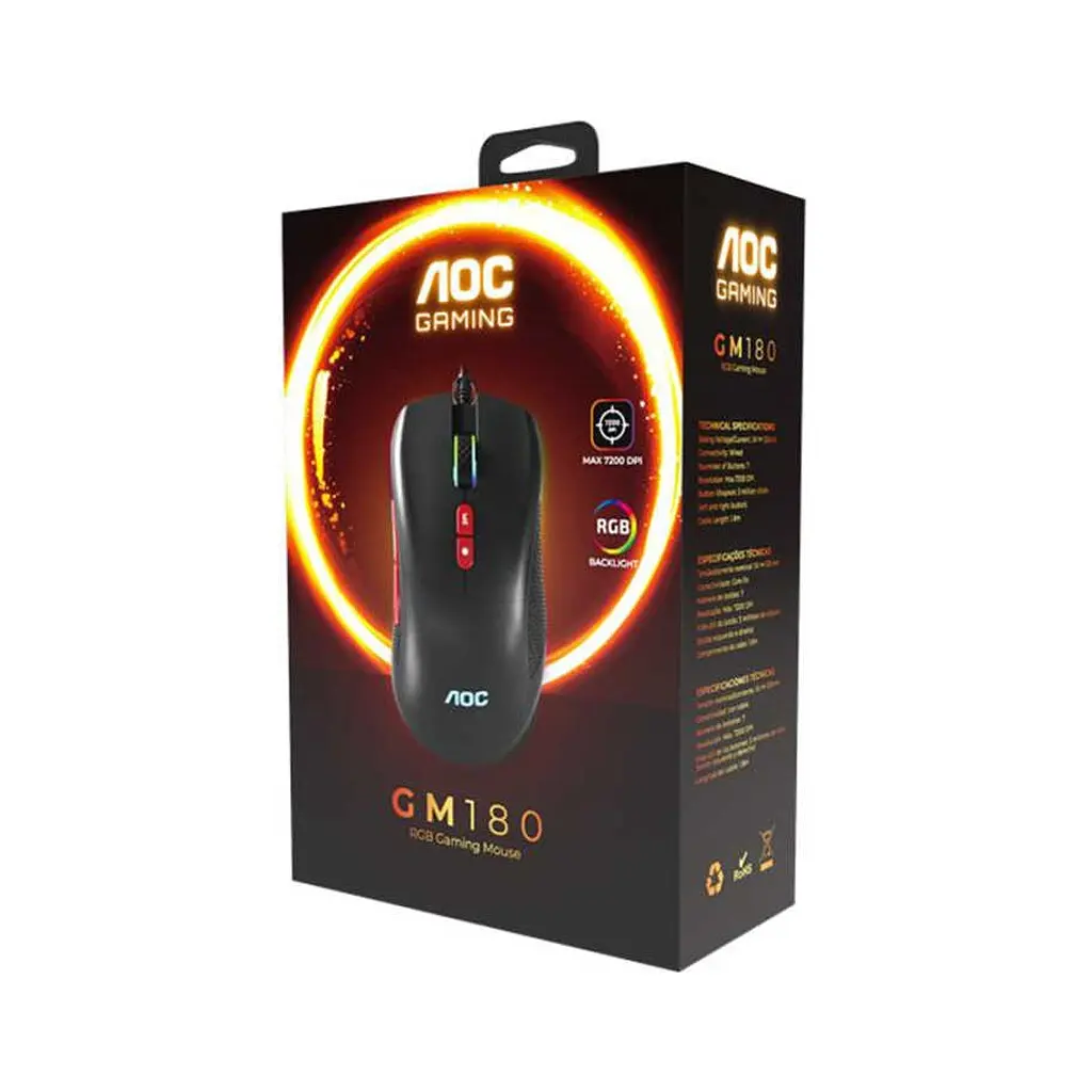Мишка AOC GM180B LED USB Black (GM180B/LA) - фото 2