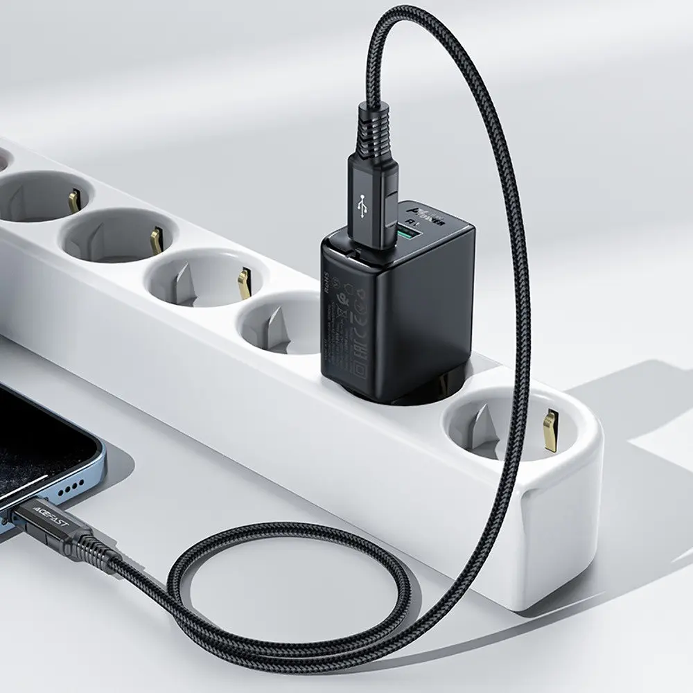Мережевий зарядний пристрій Acefast A33 2 USB QC 18W чорний - фото 2