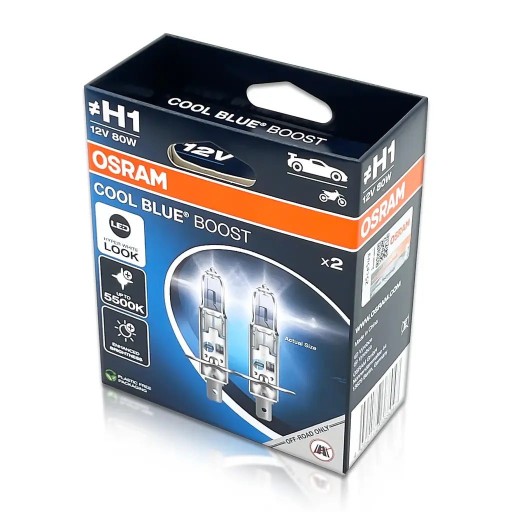 Комплект галогенових ламп OSRAM H1 62150CBB-2HB Cool Blue Boost 5500K 80W 12V P14.5S (2 шт) - фото 5