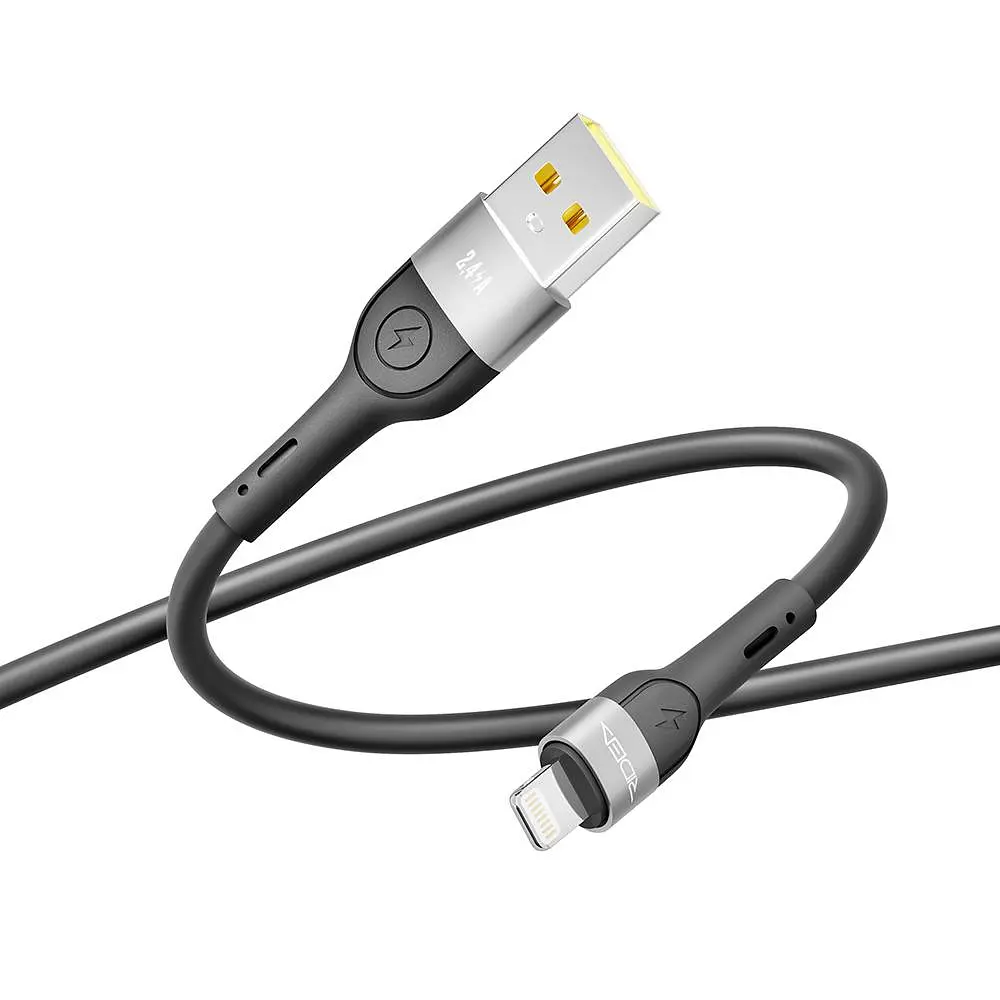 Кабель для подзарядки USB Ridea RC-XS51 X-Silicone USB-Lightning 12W 5V/2.4A 2 м Черный - фото 6