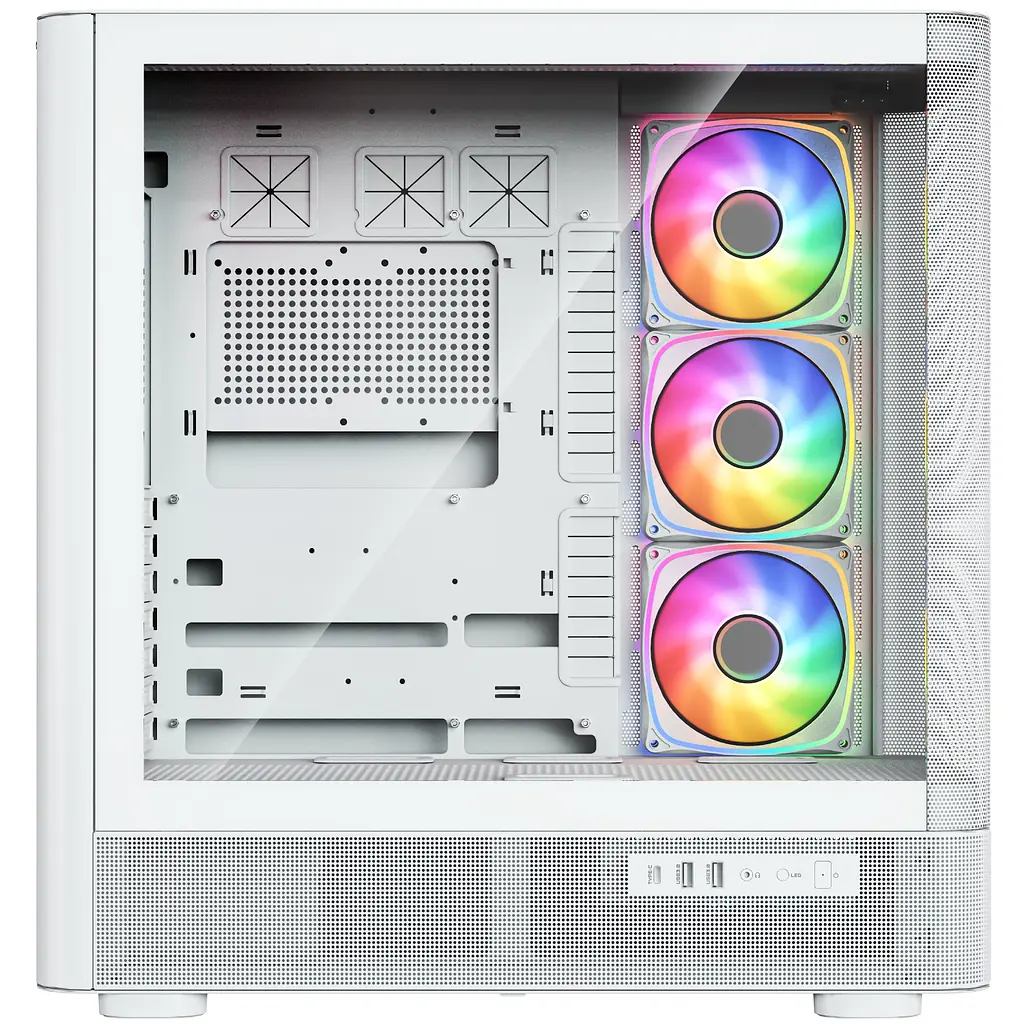 Корпус ModeCom VOLCANO AQ500 ARGB MIDI FRONT LCD 6,2” 4x120mm fans WHITE без БЖ ATX - фото 4