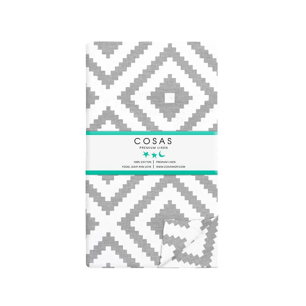 Комплект постільної білизни Cosas євро з простирадлом на резинці ORNAMENT 200 x 220 см (OrnamentGrey_El-Grey_200) - фото 5