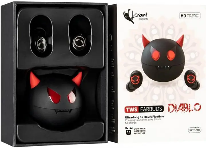 Бездротові навушники Bluetooth TWS з aptX Krazi Diablo KZTS-101 Black - фото 5