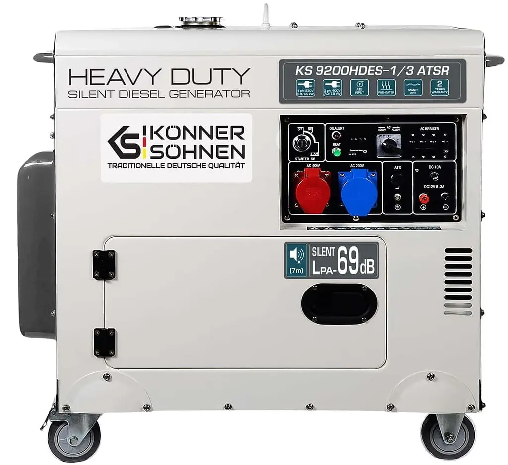Генератор Синхронний KonnerSohnen KS 9200HDES-1/3 ATSR (EURO V),230/400В,6.5/6.0кВт,7.5/7.0кВт,1/3Фази, АВР(ATS), електростартер, 168кг / 7000 Вт / Д - фото 2