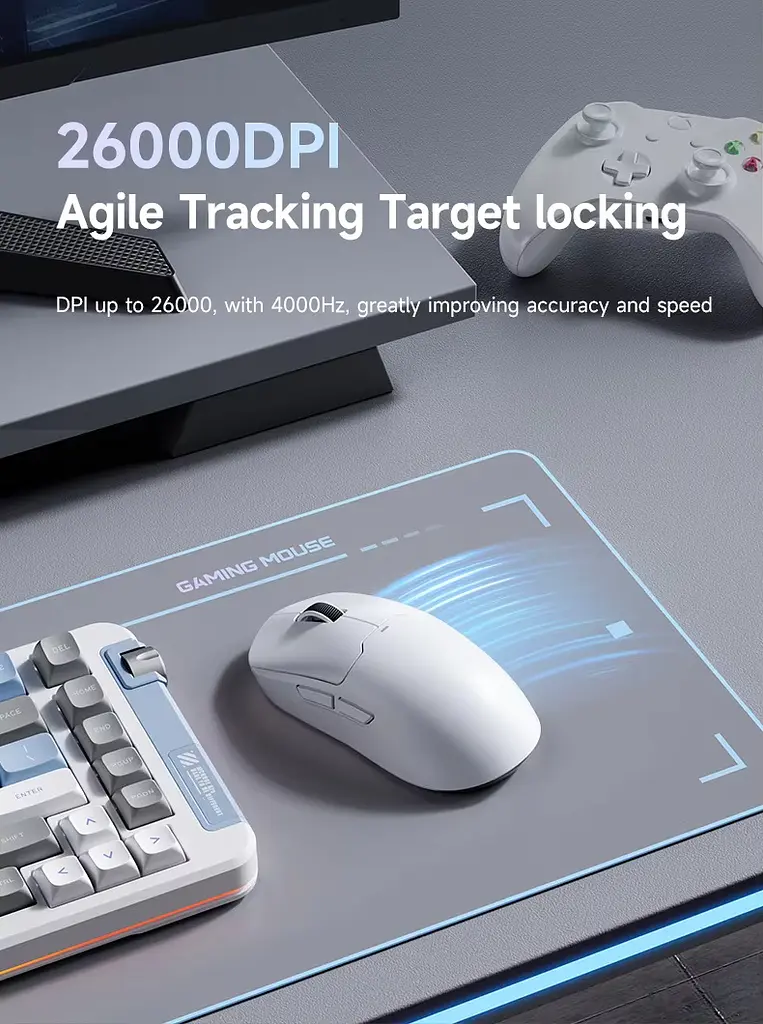Комп'ютерна миша MCHOSE A5 v2 Ultra бездротова ігрова PAW3395, 26000 DPI 2,4G+Bluetooth Whute - фото 11