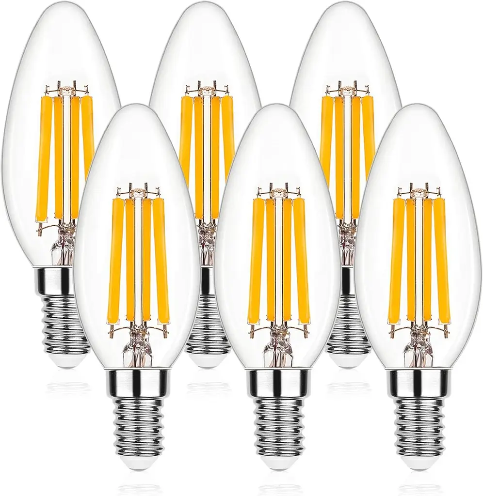 LED лампа Genixgreen E14 6.5 Вт 2700K, філаментна свічка, димована, комплект 6 шт