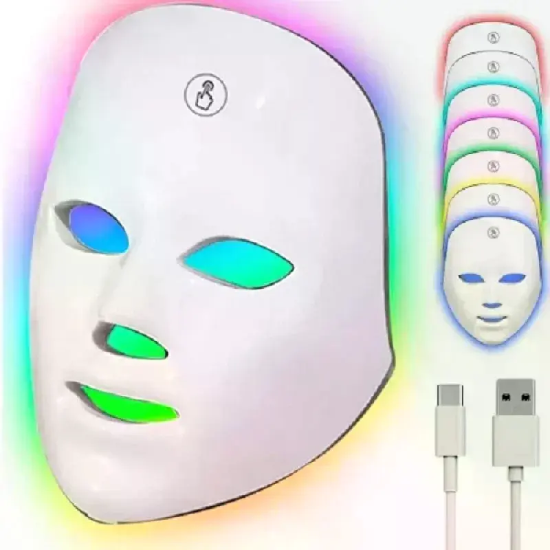 Світлодіодна LED-маска для обличчя 7 в 1 з кольоровою світлотерапією - фото 4