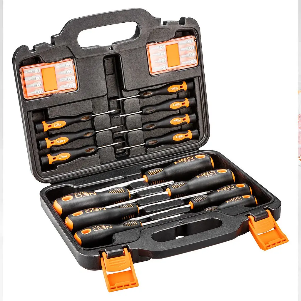 Отвертки 16 бит, SL, PH, PZ, Torx, H, сталь S2, кейс, набор 30шт Neo Tools hoz0014127 - фото 2