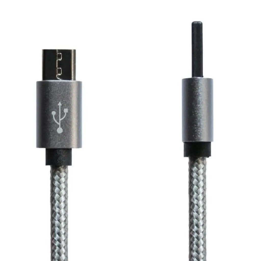 Дата кабель USB 2.0 AM to Micro 5P 1.0m Grey/Black Grand-X (FM02) - фото 2