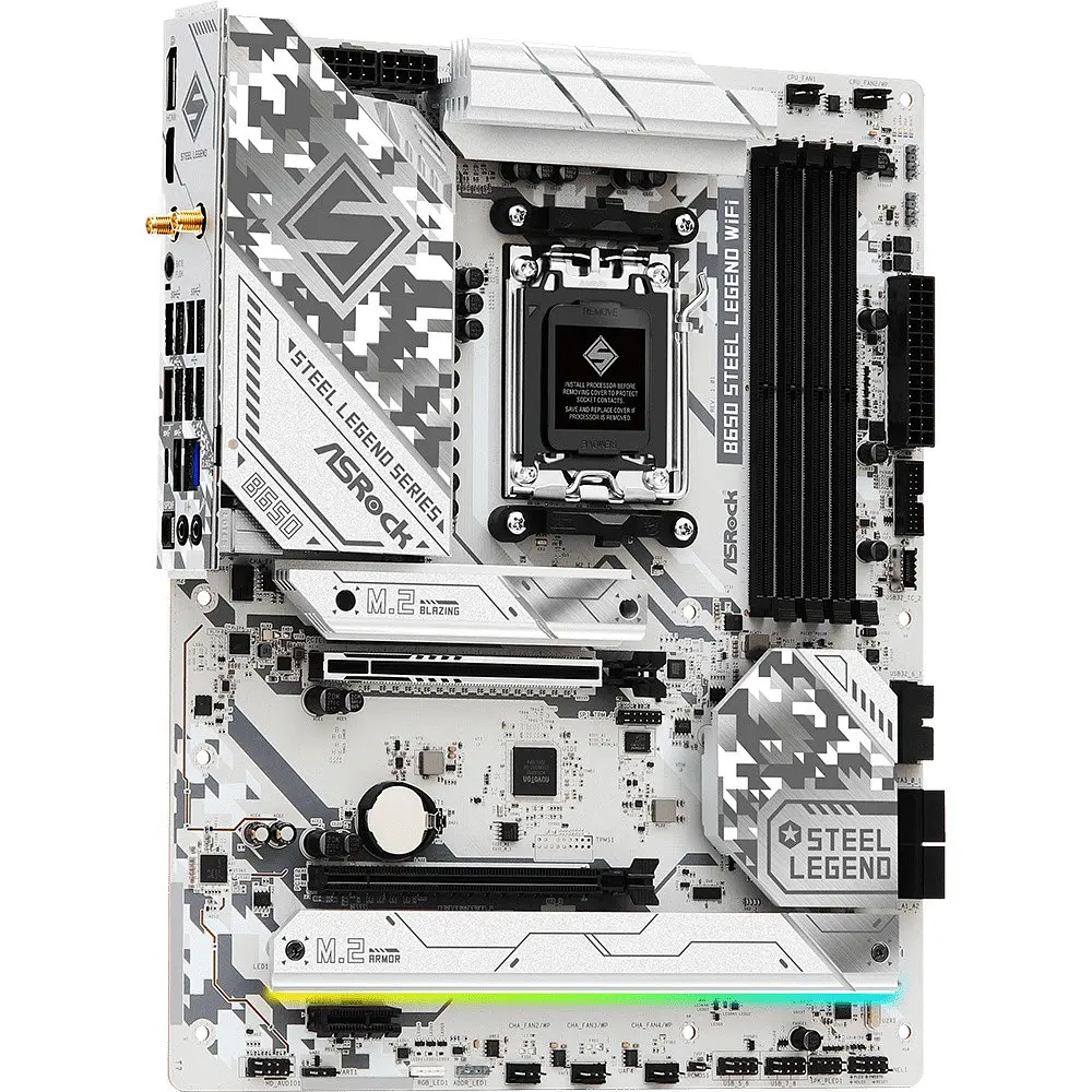 Материнська плата ASRock B650 Steel Legend WIFI (AM5/B650, 4xDDR5, 2xPCIex16, HDMI/DP, 4xSATA, 3xM.2, 2.5GLan, ATX) - фото 2