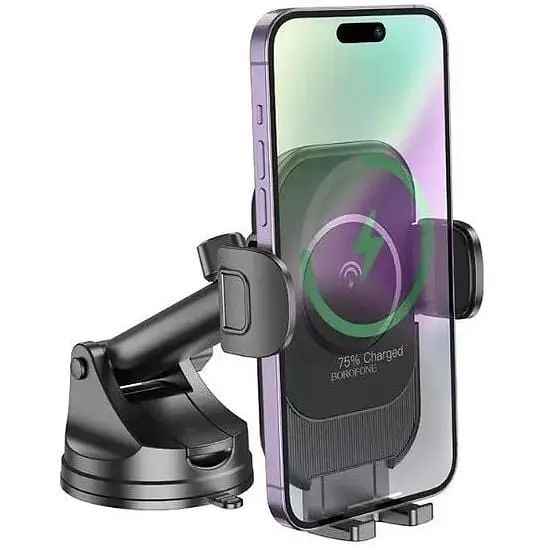 Автотримач із зарядним пристроєм Borofone BH203 Blue Charm Wireless 15W - фото 3