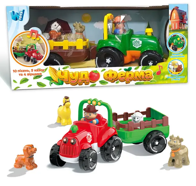 Трактор музичний з тваринами 37586 WToys,озвучено українською, підсвічування фар, віршики, казки, пісні - фото 3