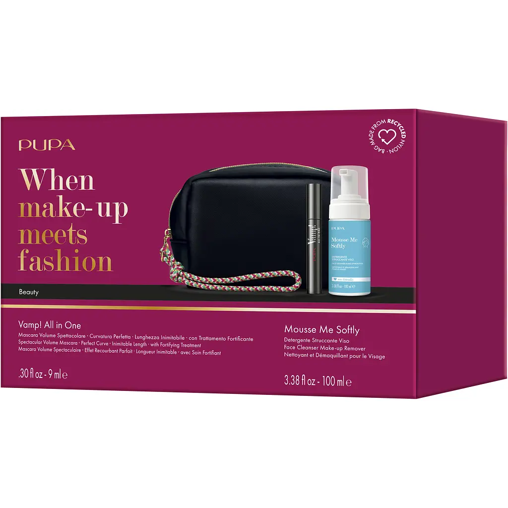 Набір в косметичці Pupa Kit Vamp: Туш для вій Volume Mascara + Мус для обличчя Mousse Me Softly (1067488) - фото 2