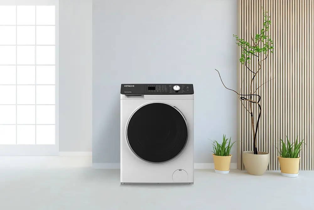 Hitachi Пральна машина фронтальна, 8кг, 1400, A+++, 60см, дисплей, пара, інвертор, люк чорний, білий - фото 2