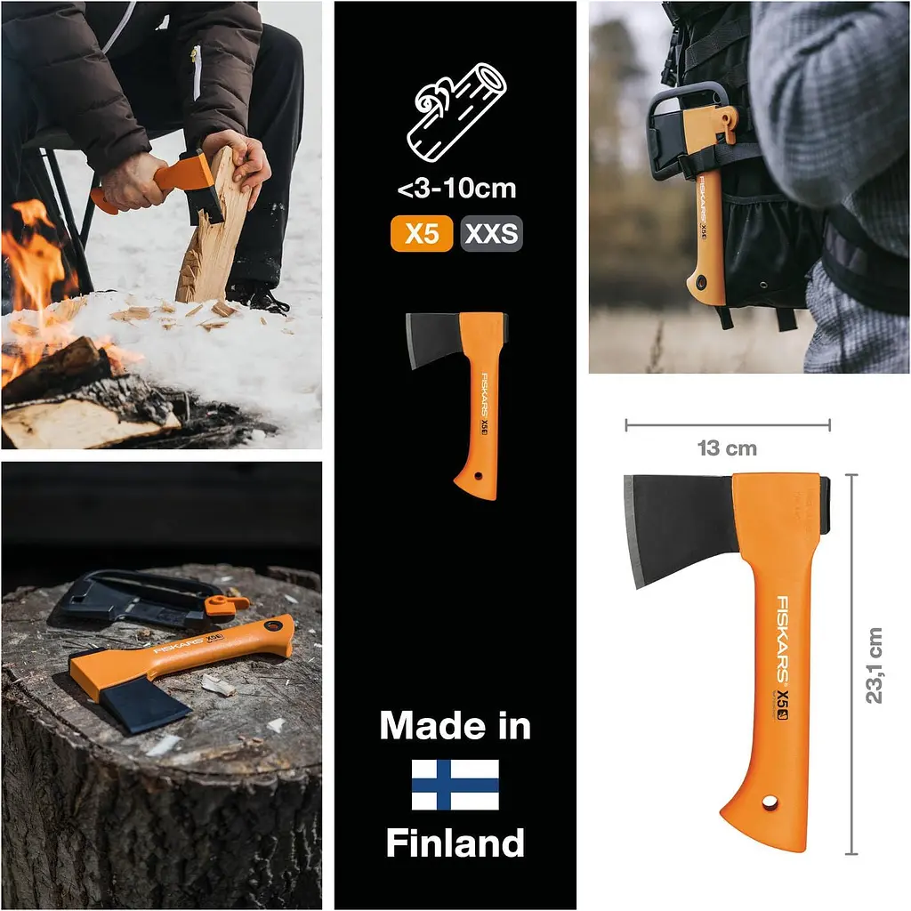 Подарунковий набір: Сокира Fiskars XXS X5 + Ніж Fiskars K40 + Точило Fiskars XSharp (1057913) - фото 3