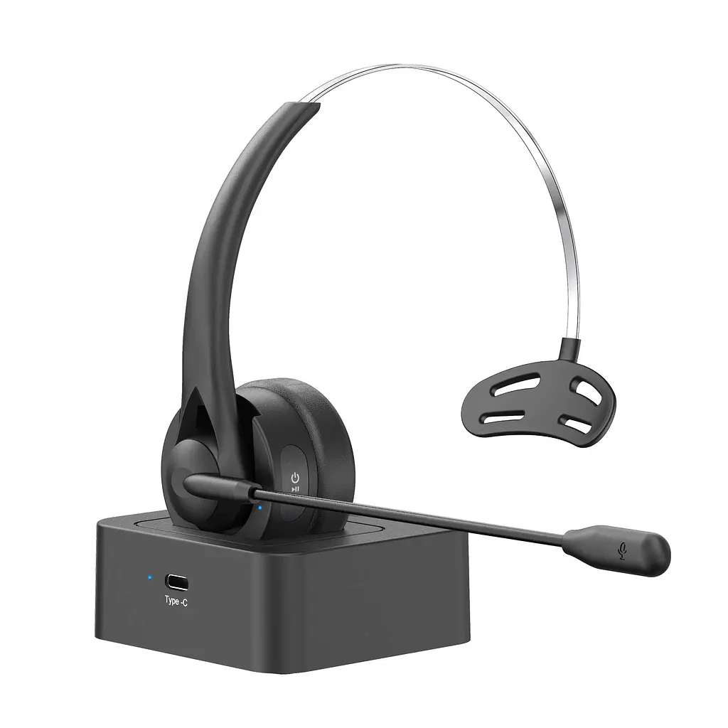 Бездротова Bluetooth-гарнітура Opptel BH31S з мікрофоном ENC та зарядною док-станцією (Чорний) - фото 3
