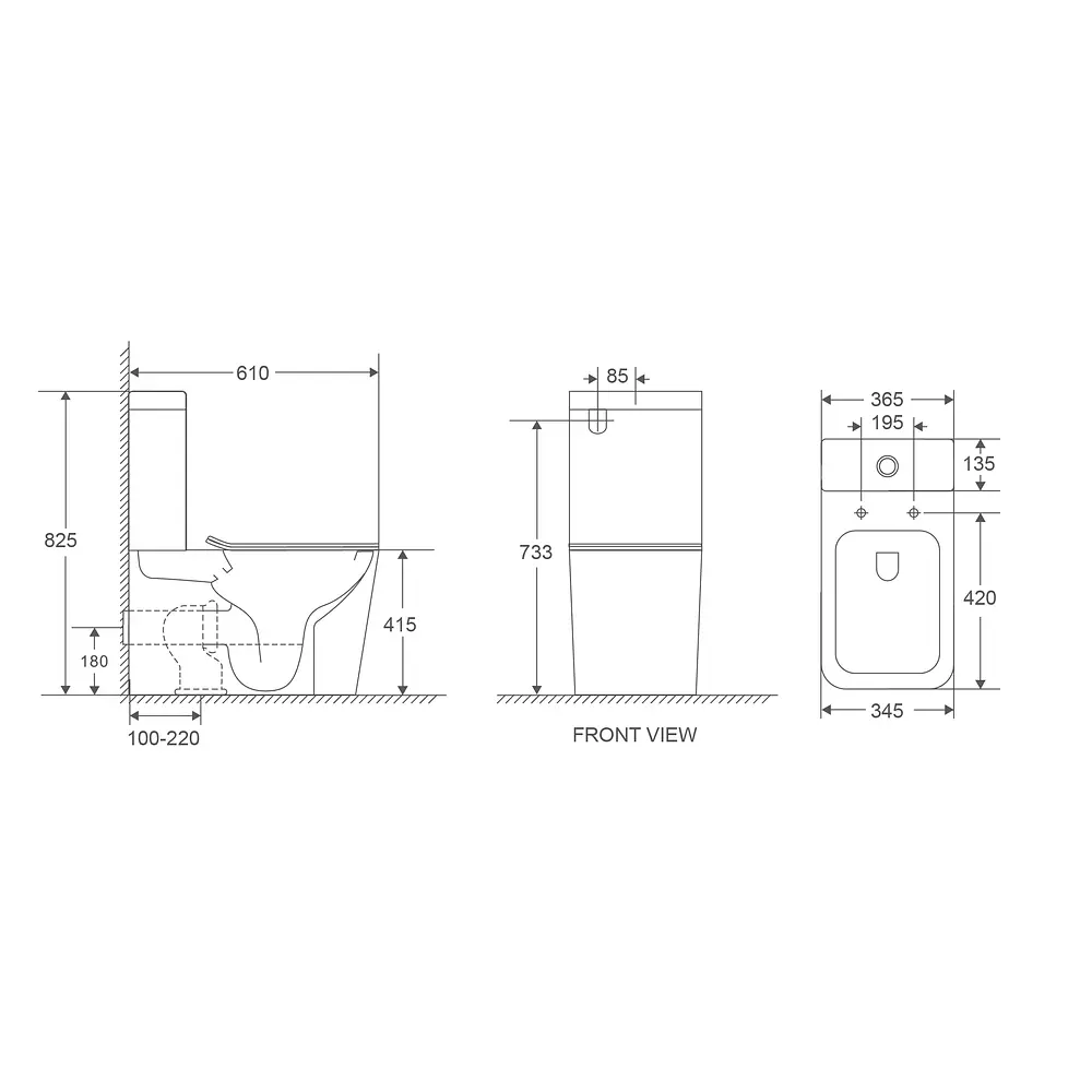 Унитаз-компакт Mixxus Premium Quadro-0401-R 610x365x825 мм, Rimless MP6457, Белый - фото 2