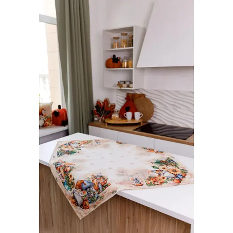 Скатертина Прованс гобеленова Гарбузові гноми 135х140 (036241) - фото 9
