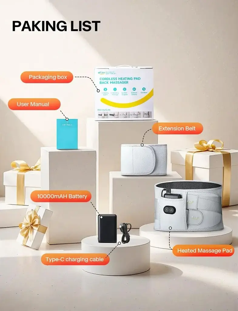 Масажний пояс ALLJOY AJHV2E10 з підігрівом вібрацією та акумулятором 10000 mAh сірий (SKU-104) - фото 8