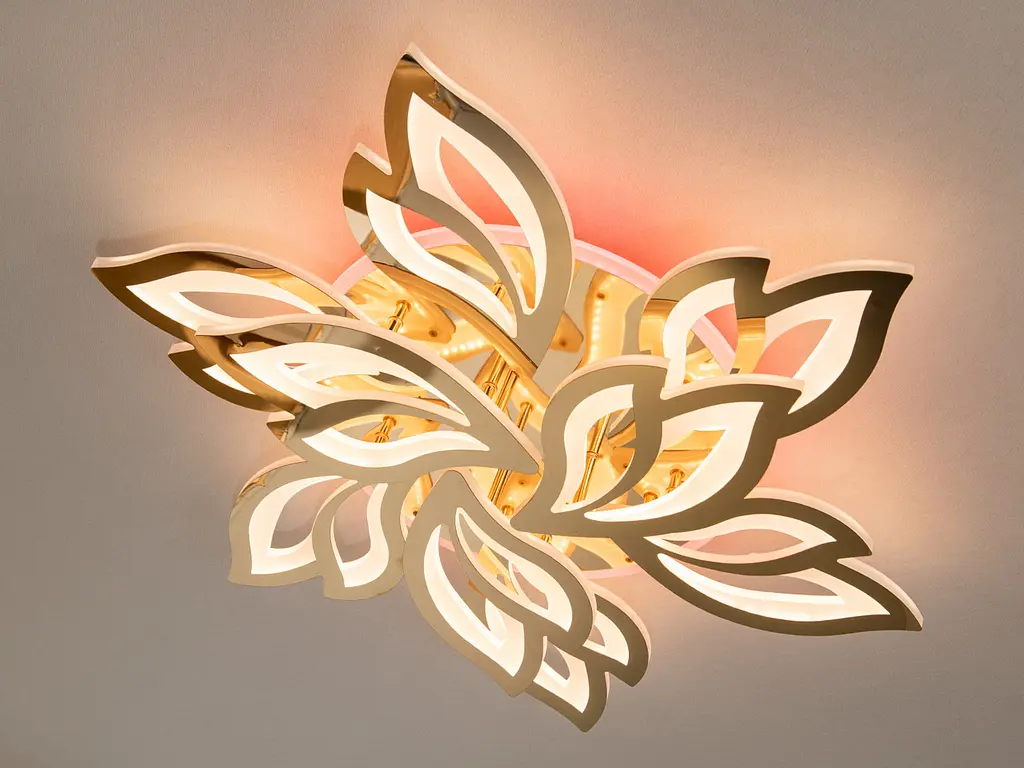 Люстра стельова LED Diasha 8165/6+3G, 140W, 3200K-6500K, золотий метал, сучасний стиль для дому - фото 2