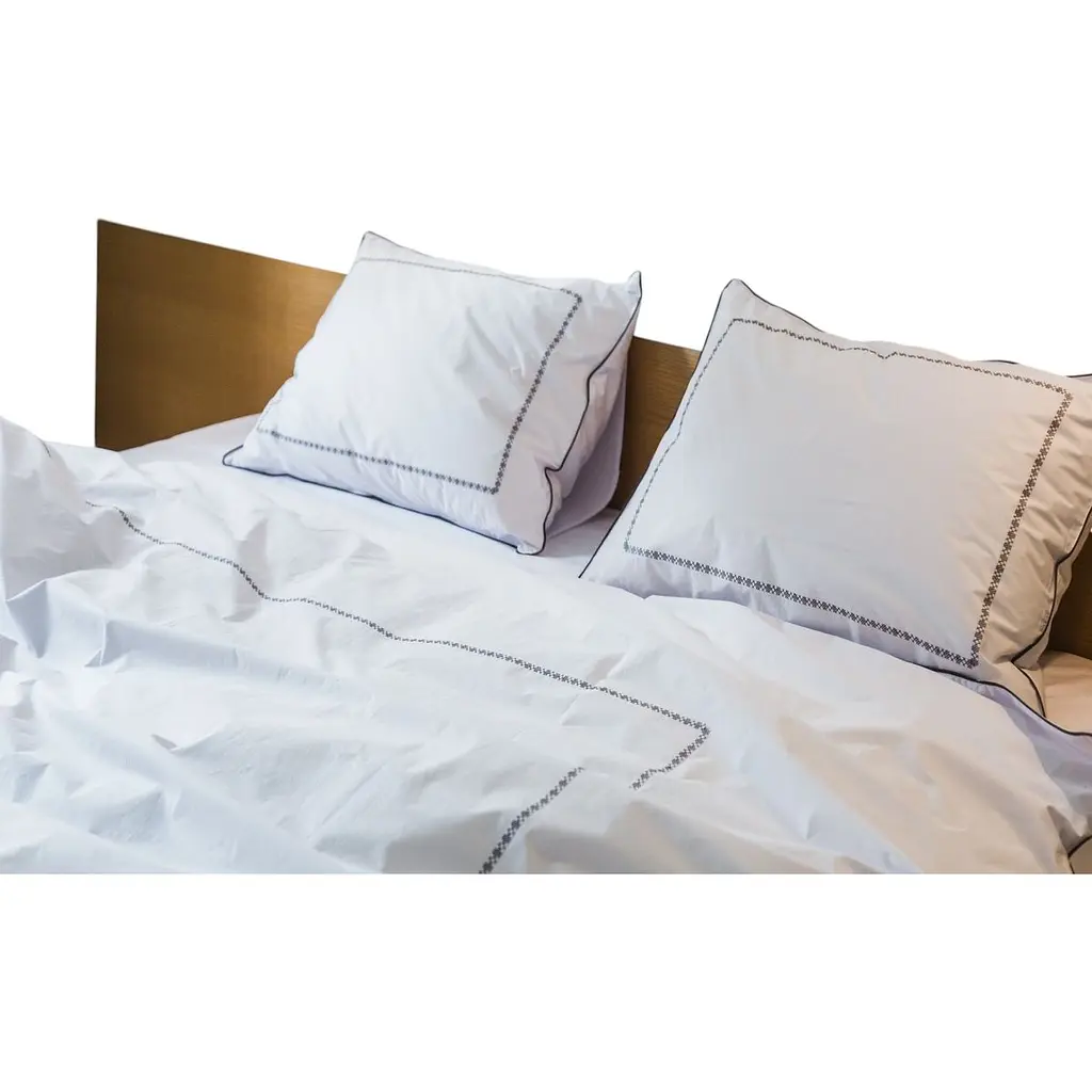 Комплект постельного белья Ecotton Premium евро перкаль вышивка с графитовым кантом (25141) - фото 2