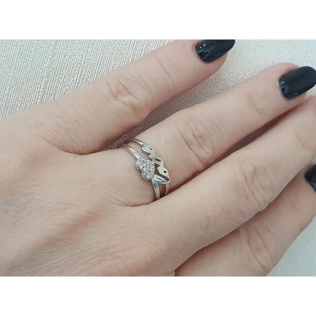 Срібне кільце Агні КОХАННЯ з фіанітами. 1216/1Р-CZ 17,5 - фото 2