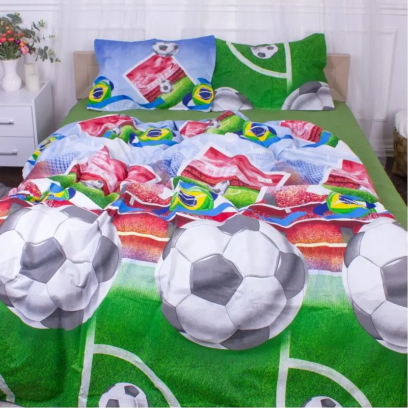 Простирадло MirSon 17-0587 Football Бязь 220х200 см зелене - фото 3